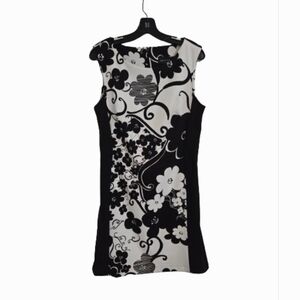 Connected Apparel Dress Size 10 Dark Brown Floral Office Semi-Casual Flexible